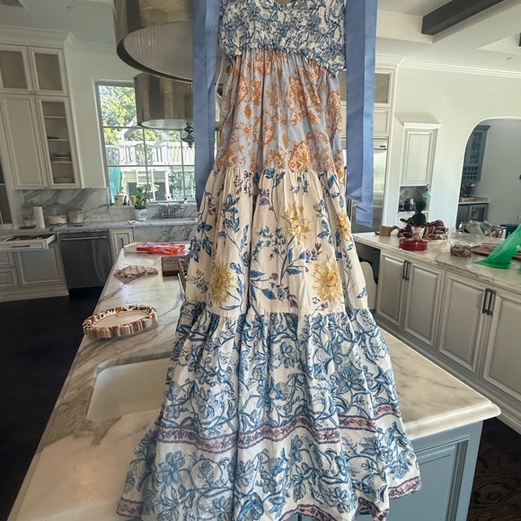 Free People Floral Maxi Dress in Blue and Gold - Picture 3 of 5